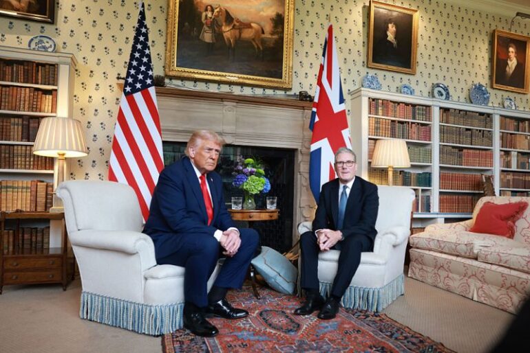 AYLESBURY, ENGLAND - SEPTEMBER 18: U.S. President Donald Trump and British PM Keir Starmer hold a bilateral meeting at Chequers during a state visit on September 18, 2025 in Aylesbury, England. This is the final day of President Trump’s second UK state visit, with the previous one taking place in 2019 during his first presidential term. (Photo by Ian Vogler - WPA Pool/Getty Images)