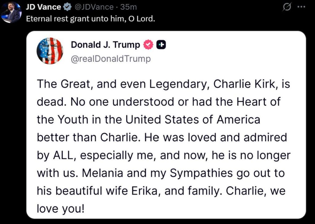Politics: eulogies for charlie kirk pour in…