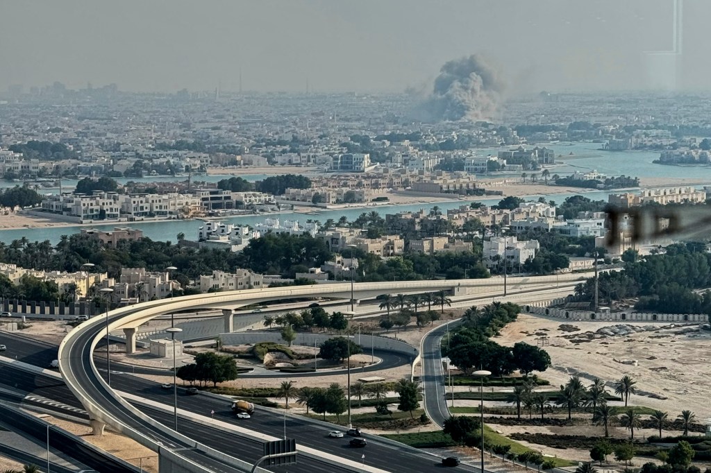 Smoke rising from an explosion in Doha, Qatar.