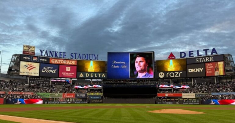 Politics: new york yankees hold memorial for charlie kirk…