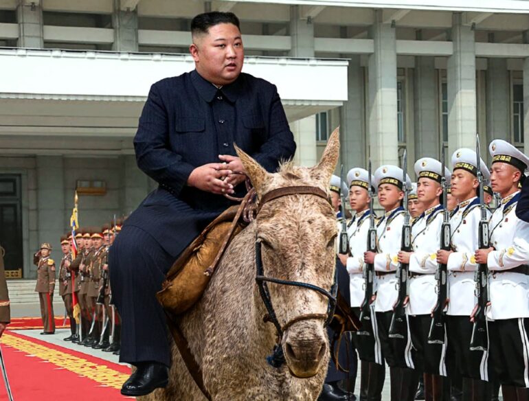 Satire news: kim jong un arrives at summit on slow moving, heavily