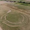 Aerial view of the archaeological excavation site showing the project area in Rechnitz, Austria