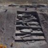 The current excavation site at Karahöyü, with inset artifacts found.