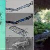 Left; Archaeological elongated blue micro-fragments extracted from the innermost second mold. Right; Laura Longo at the Dzudzzuana Cave entrance, Georgia