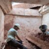Archaeologists excavating Albania's first monumental Roman tomb.