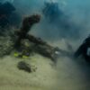 Divers exploring the submerged ancient structures off the coast of Taposiris Magna
