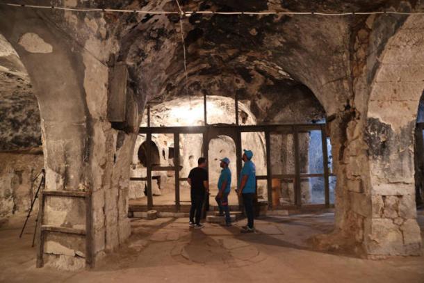 Restoration works at the Aya Maryeros Underground Monastery in Derinkuyu, Cappadocia, Turkey