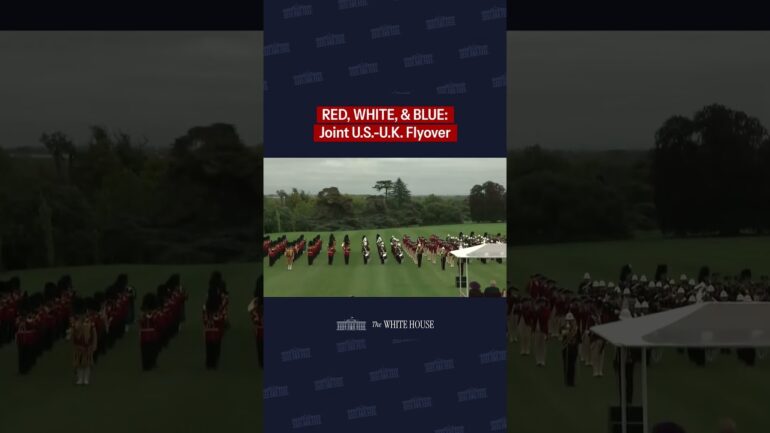 Iincredible joint U.S.-U.K. flyover of F-35s and Red Arrows at Windsor Castle 🇺🇸🇬🇧