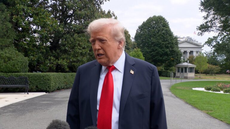 President Trump Gaggles with Press Before Departing the White House, Sep. 7, 2025