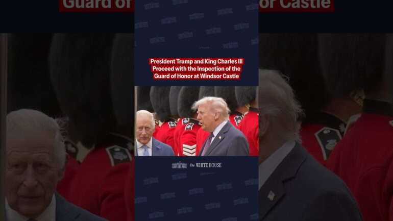 President Trump and King Charles III at Windsor Castle inspecting the Guard of Honor.