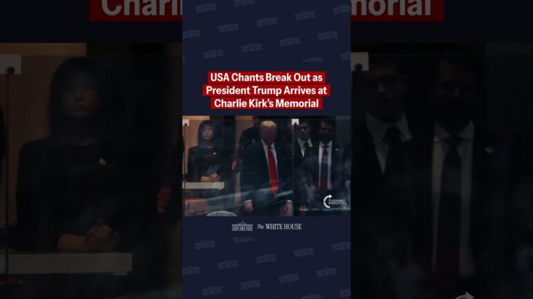 USA Chants Erupt as President Trump Arrives at Charlie Kirk's Memorial