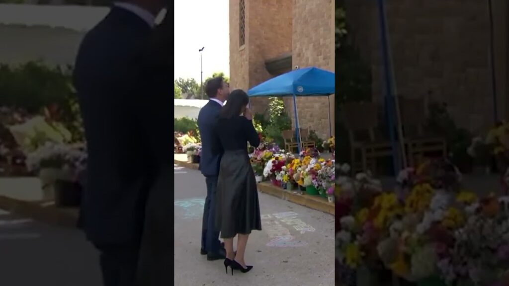 VP and SLOTUS lay flowers at Annunciation Catholic Church in Minneapolis