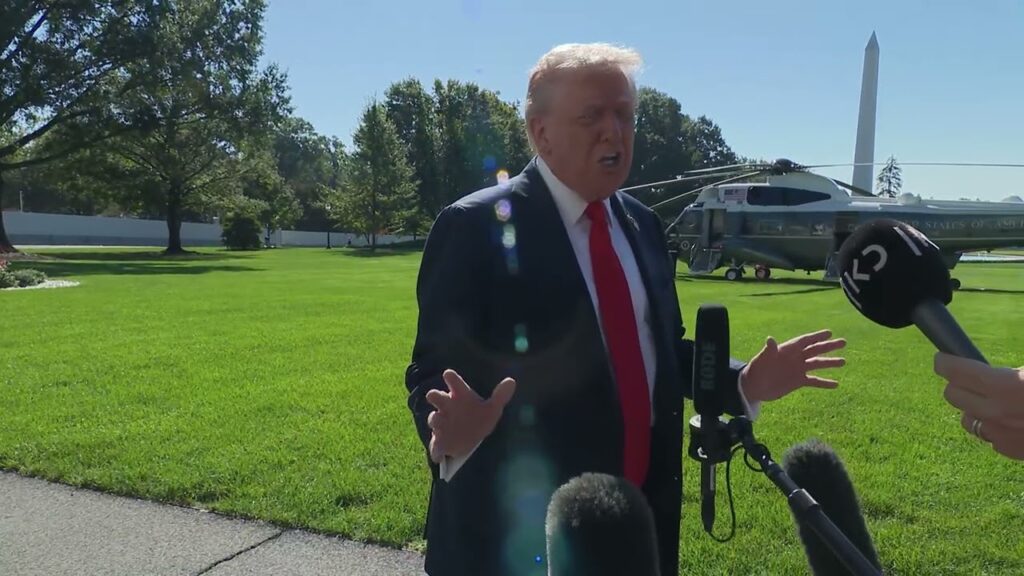 President Trump Gaggles with Press Before Departing the White House, Oct. 5, 2025