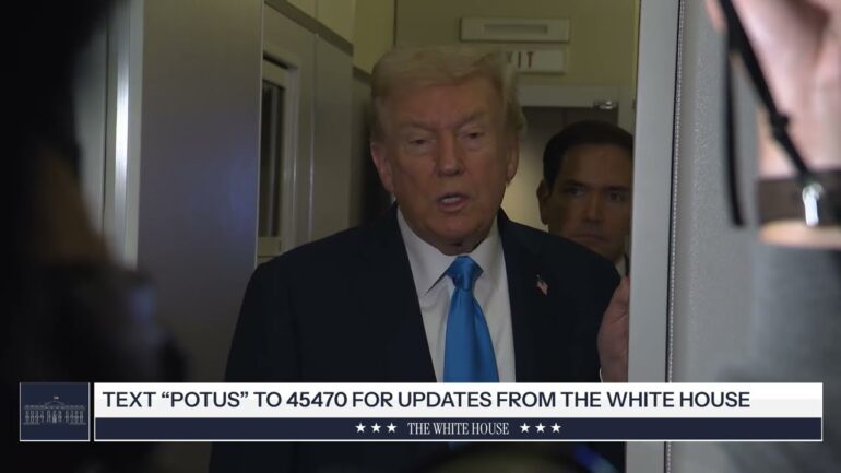 President Trump Gaggles with Press on Air Force One in Qatar, Oct. 25, 2025