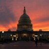 A view of the U.S. Capitol is seen at sunset on September 30, 2025, in Washington, DC. Lawmakers face a looming deadline to reach a bipartisan funding agreement before midnight, or risk triggering a federal government shutdown. (Photo by Mehmet Eser / Middle East Images via AFP) (Photo by MEHMET ESER/Middle East Images/AFP via Getty Images)