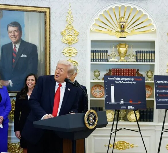 WASHINGTON, DC - OCTOBER 16: U.S. President Donald Trump delivers remarks from the Oval Office of the White House on October 16, 2025 in Washington, DC. Trump outlined plans to expand vitro fertilization (IVF) access by encouraging workplace benefits to include access to IVF and infertility coverage. (Photo by Kevin Dietsch/Getty Images)