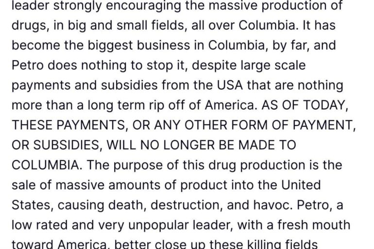 President Trump Cuts Off All U.S. Funding To Colombia — And I Have One Question… * 100PercentFedUp.com * by Noah
