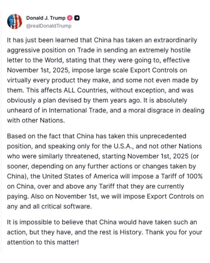 President Trump Imposes 100% Tariffs On China, Crypto Markets TANK! * 100PercentFedUp.com * by Noah