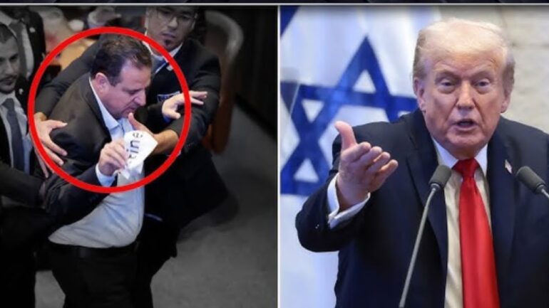 CHAOS ERUPTS: Radical Protester Attacks Trump During MAJOR Announcement on Hamas!