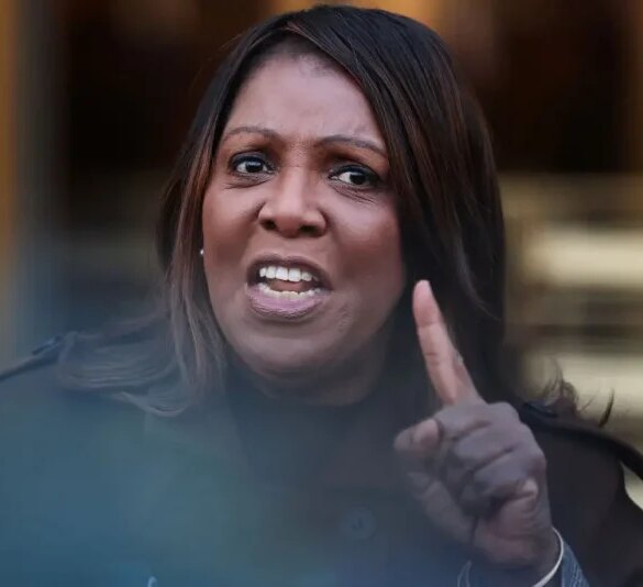 NEW YORK, NEW YORK - FEBRUARY 14: NY Attorney General Letitia James speaks during a press conference on the Department of Government Efficiency (DOGE) at Manhattan Federal Courthouse on February 14, 2025 in New York City. James was joined by Connecticut Attorney General William Tong for a press conference ahead of a scheduled court hearing as they discussed their ongoing lawsuit with 17 other state attorneys general to stop Elon Musk’s DOGE from accessing personal data housed in the Treasury Department. (Photo by Michael M. Santiago/Getty Images)