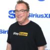 Tom Arnold in a black "Stay Sober" t-shirt and jeans at SiriusXM Studios