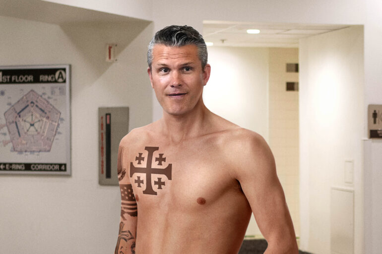 Satire news: pete hegseth walks fully nude around newly press free