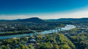 Aerial view of Chattanooga and surrounding area. 