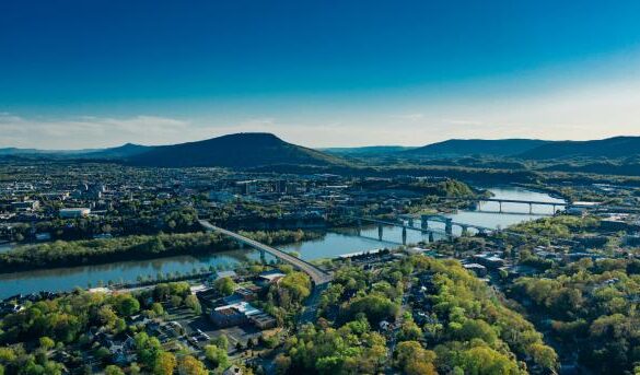 Aerial view of Chattanooga and surrounding area.