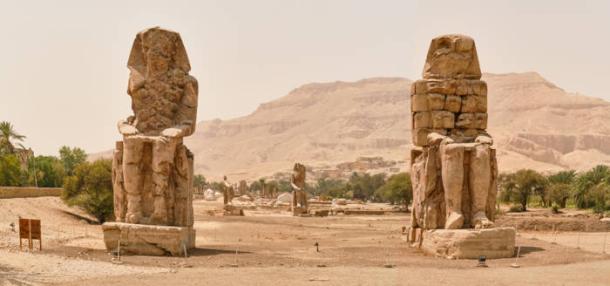 Colossi of Memnon (statues of Pharaoh Amenhotep III), Luxor, Egypt.