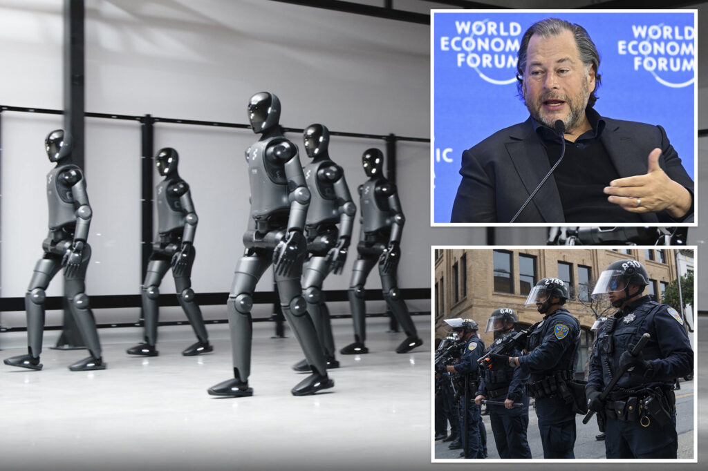 Science & tech: marc benioff pitches robo cops to help fight