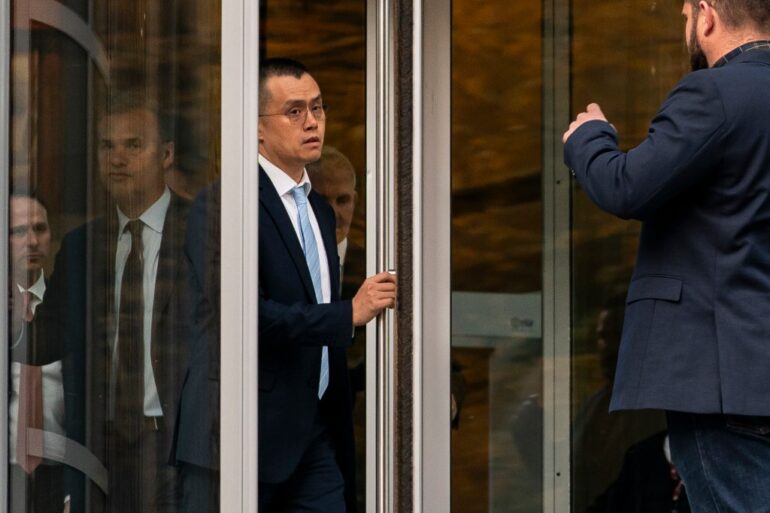 Binance CEO Changpeng Zhao leaving the U.S. District Court.