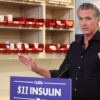 California Gov. Gavin Newsom speaks during a press conference announcing $11 insulin and prescription drugs with the CalRX program inside a Cedars-Sinai pharmacy in Los Angeles, California.