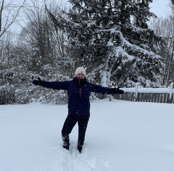 The author in her backyard in West, Falls, New York, just outside of Buffalo.