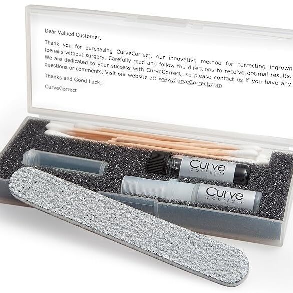 The CurveCorrect ingrown toenail home treatment kit.