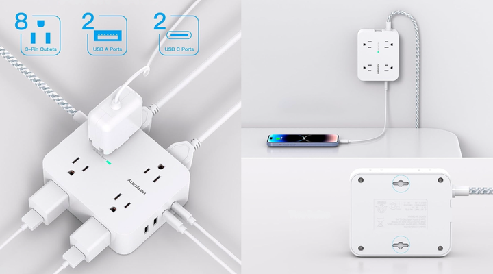 This square-shaped outlet extender gives you access on three sides.