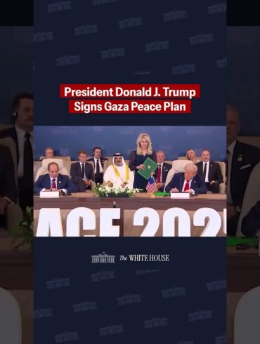 HISTORIC MOMENT. President Trump signs the Gaza Peace Plan for peace in the Middle East