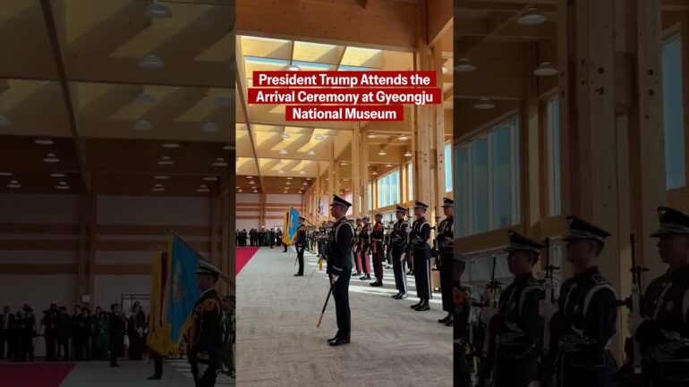POTUS & South Korean President Lee Jae Myung at the arrival ceremony at Gyeongju National Museum