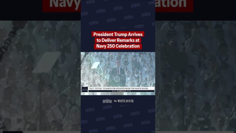 President Trump Arrives to Deliver Remarks at Navy 250 Celebration