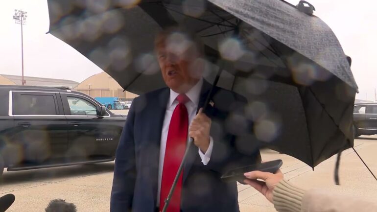 President Trump Gaggles with Press at Joint Base Andrews, Oct. 12, 2025