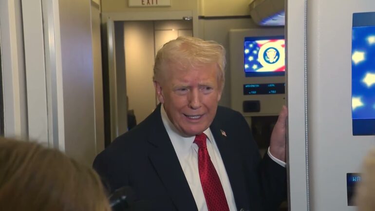 President Trump Gaggles with Press on Air Force One, Oct. 19, 2025