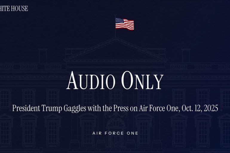 President Trump Gaggles with the Press on Air Force One, Oct. 12, 2025