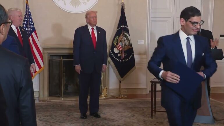 President Trump Participates in a Deal Signing