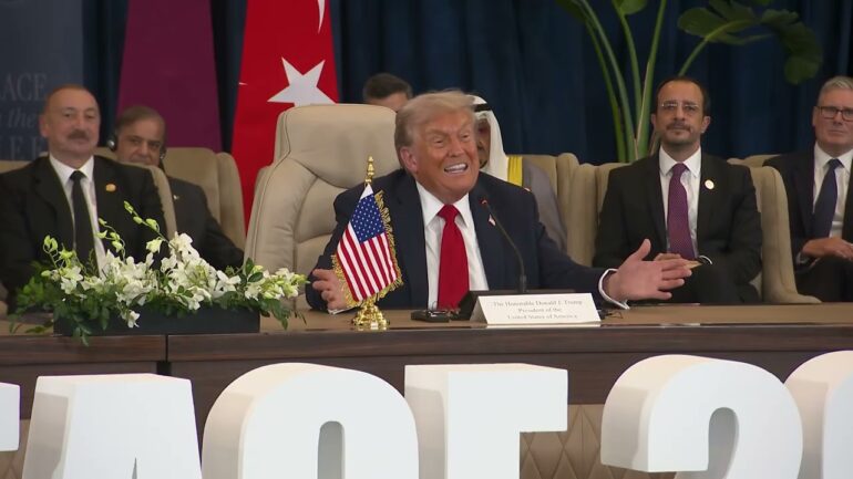 President Trump Participates in a Middle East Peace Ceremony