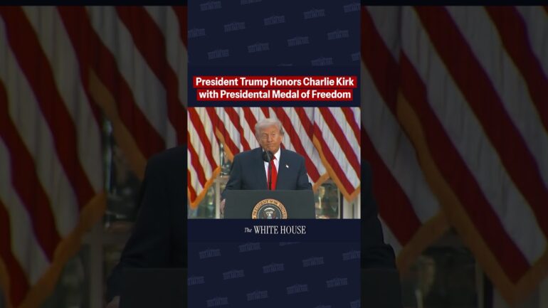 President Trump posthumously awards Charlie Kirk the Presidential Medal of Freedom.