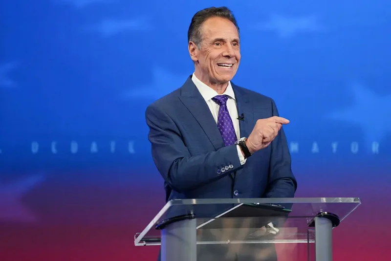 NEW YORK, NY - OCTOBER 16: Independent mayoral nominee, former New York Gov. Andrew Cuomo speaks during a mayoral debate at Rockefeller Center on October 16, 2025 in New York City. The candidates for New York City mayor are facing off in their first debate ahead of the November 4 election. (Photo by Angelina Katsanis-Pool/Getty Images)