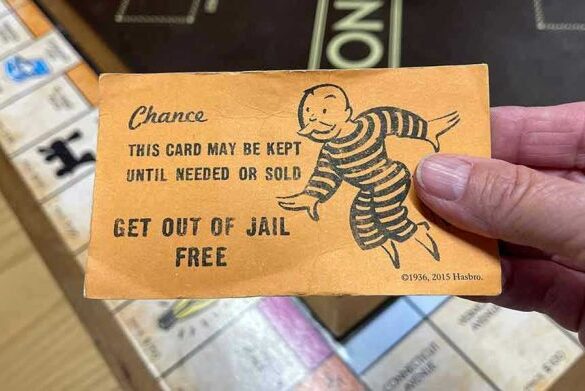 Monopoly game card get out of jail free