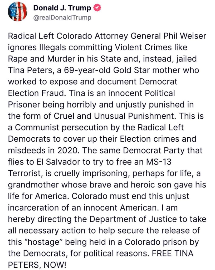 Big Moves For Tina Peters — Federal Witness? * 100PercentFedUp.com * by Noah