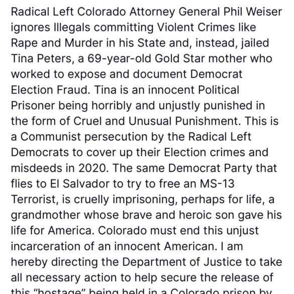 Big Moves For Tina Peters — Federal Witness? * 100PercentFedUp.com * by Noah