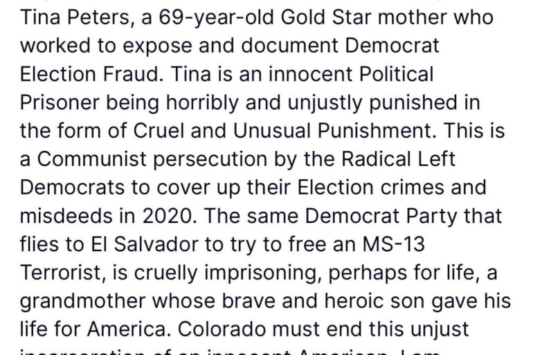 Big Moves For Tina Peters — Federal Witness? * 100PercentFedUp.com * by Noah