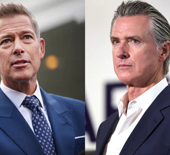 U.S. Transportation Secretary Sean Duffy and U.S. Vice President JD Vance speak to reporters outside the White House on October 30, 2025 in Washington, D.C. Vance spoke following a roundtable discussion with members of the aviation industry and Transportation Secretary Sean Duffy on the impacts of the government shutdown. (Photo by Kevin Dietsch/Getty Images) / California Governor Gavin Newsom looks on before he speaks at Belvedere Middle School before signing legislation aimed at improving kids' nutrition and health across California on October 8, 2025 in Los Angeles, California. The bill bans ultra-processed foods (UPFs) from school meals in the state. (Photo by Mario Tama/Getty Images)